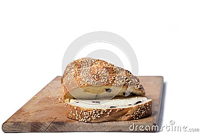 Home made bread with sesame and raisins Stock Photo