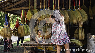 Home made broom business store Editorial Stock Photo