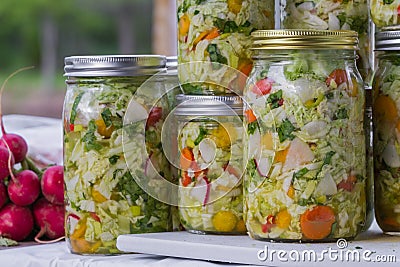 Home made cultured or fermented vegetables Stock Photo