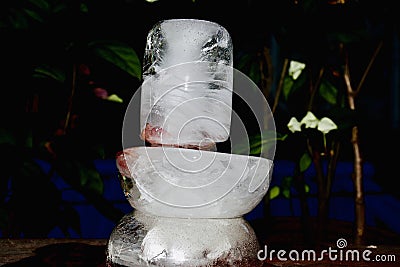 Home made shiv ling of ice Stock Photo
