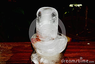 Home made shiv ling of ice Stock Photo