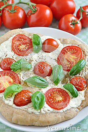 Home made Pizza Caprese Stock Photo