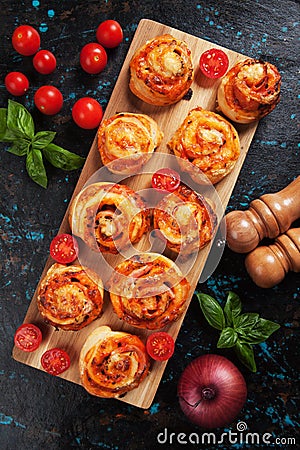 Home made pizza rolls Stock Photo