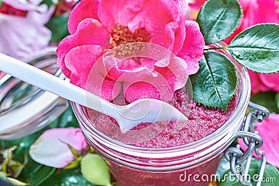 Home made rose petal jam Stock Photo