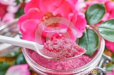 Home made rose petal jam Stock Photo