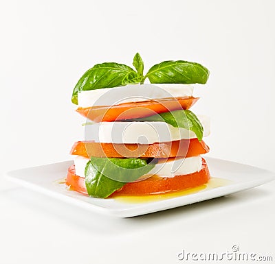 Fresh mozzarella and tomato salad Stock Photo