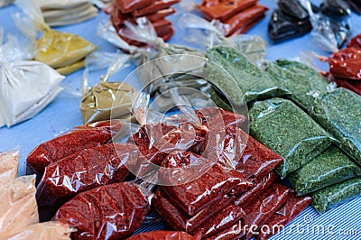 Home Made Spicery On District Bazaar Stock Photo