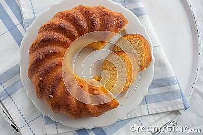 Home made sponge cake with lemon frosting Stock Photo