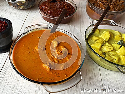 Home made Sri Lankan cuisine served on a table Stock Photo