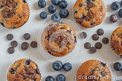 Home made vanilla blueberry muffins Stock Photo