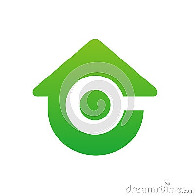 Home With Magnifying Glass Logo, Initial Letter C Combined With Home Symbol Vector Illustration