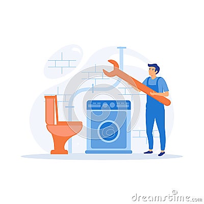 Home maintenance and improvement metaphors. Plumbing services, electrician, apartment painting. Vector Illustration