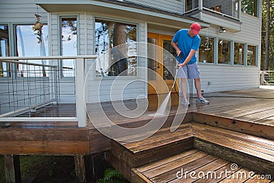 Home maintenance pressure washing Stock Photo