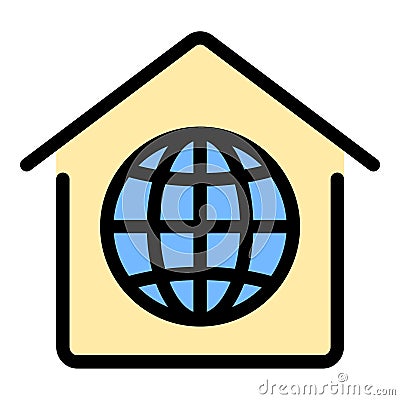 Home network icon in flat line style representing Wi-Fi connectivity smart home integration and internet access ideal for Vector Illustration