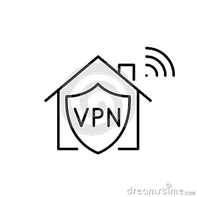 Home network, VPN shield and wi-fi. Secure internet connection. Pixel perfect vector icon Vector Illustration