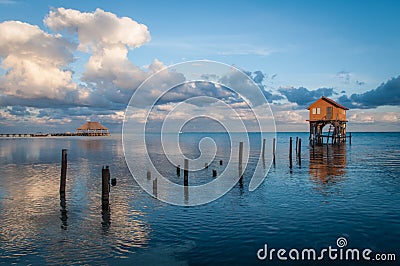 Home on the Ocean in Ambergris Caye Stock Photo