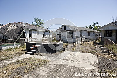 Home off foundation Ninth Ward New Orleans Stock Photo