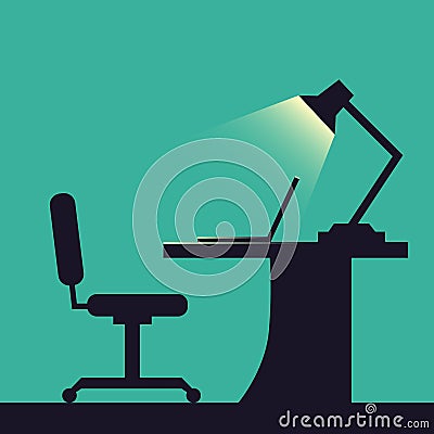 Home or office desk. Flat style. Vector Illustration