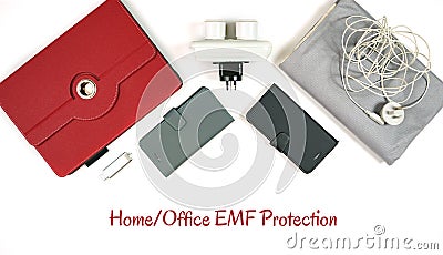 Home office EMF protection and earthing products. Stock Photo