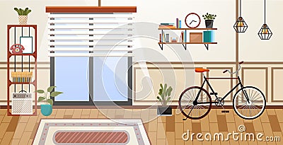 Home office interior. Vector illustration. Domestic and office furniture and equipment Vector Illustration