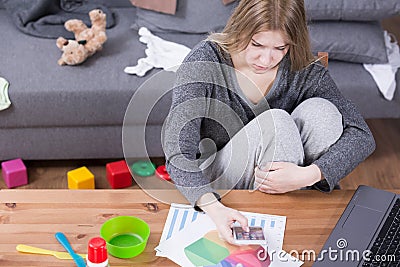 Home office in messy room Stock Photo