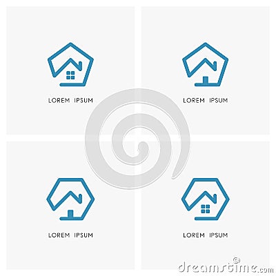 Home or house outline logo set - realty and real estate Vector Illustration