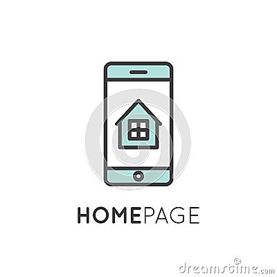 Home page with house and window Cartoon Illustration