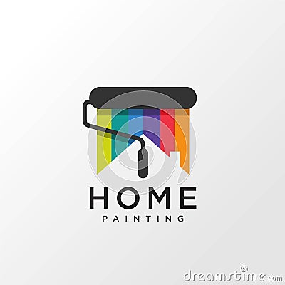 Home painting logo design concept with rainbow color, Premium Vector Vector Illustration