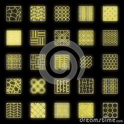 Home paving icons set vector neon Vector Illustration