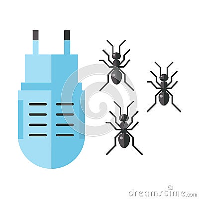 Home pest control expert vermin ant exterminator service insect thrips equipment flat icons vector illustration. Vector Illustration