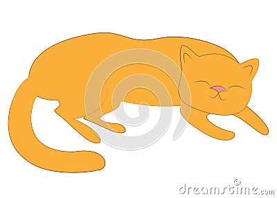 Home pet. Red cute cat is sleeping. He is happy and loved. Vector illustration Cartoon Illustration
