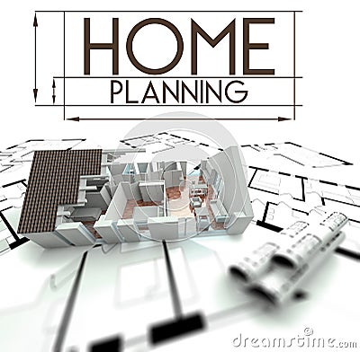Home planning sign with project of house Stock Photo
