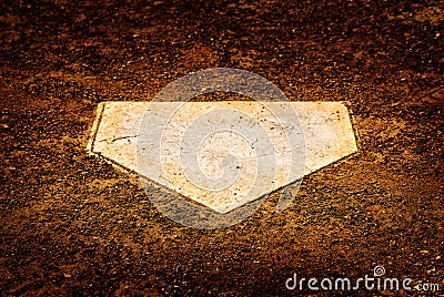 Home Plate on Baseball Diamond for Scoring Points Stock Photo