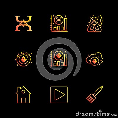 home , play , brush , crypto currency , money, crypto , curre Vector Illustration