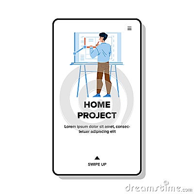 Home Project Drawing Architect In Office Vector Vector Illustration