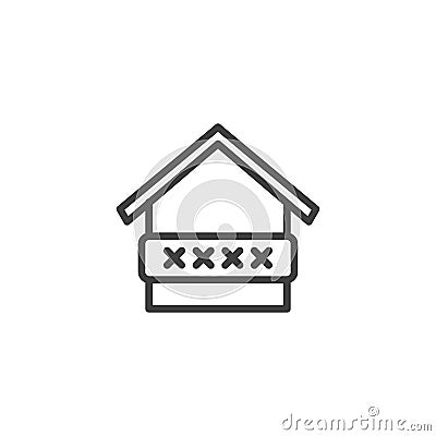 Home protection password line icon Vector Illustration