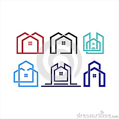 Home and real estate logo design templates in various forms, Vector Illustration