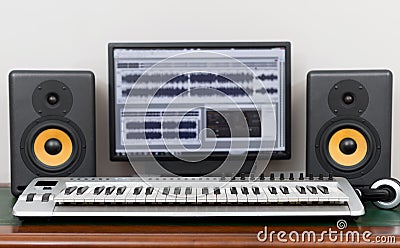 Home recording studio. Stock Photo