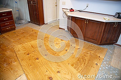 Home Remodeling, Kitchen Floor, Flooring Stock Photo