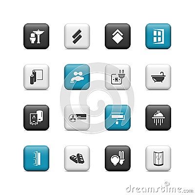 Home renovation buttons Vector Illustration