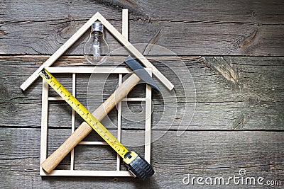 Home renovation construction abstract background with tools Stock Photo