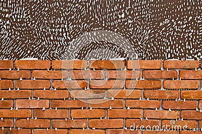 Process of making a red brick wall, home renovation Stock Photo