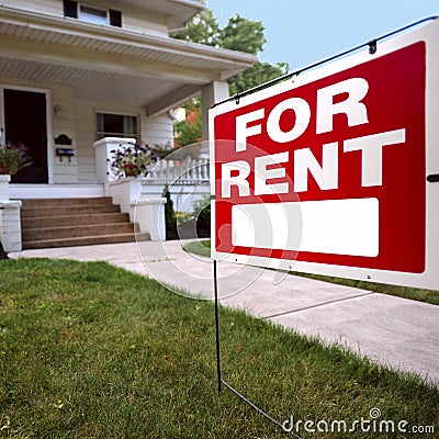 Home For Rent Sign Stock Photo