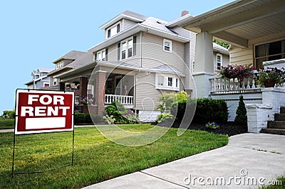 Home For Rent Sign Stock Photo