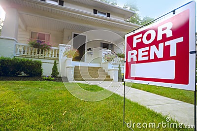 Home For Rent Sign Stock Photo