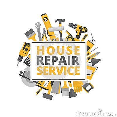 Home repair. Construction tools. Hand tools for home renovation Vector Illustration