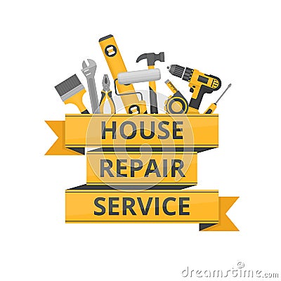 Home repair. Construction tools. Hand tools for home renovation Vector Illustration