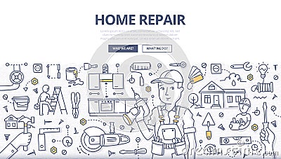 Home Repair Doodle Concept Vector Illustration