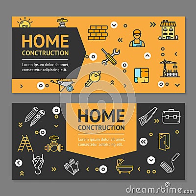 Home Repair Flyer Banner Posters Card Set. Vector Vector Illustration