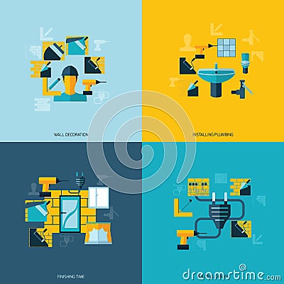 Home repair icons flat Vector Illustration